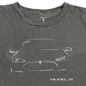 Tesla Model S Outline Graphic T Shirt Mens XXL Black Cotton Short Sleeve